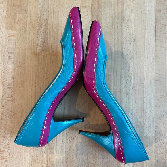 Vintage Turquoise/Fuchsia  80s pumps - Picture 7 of 10